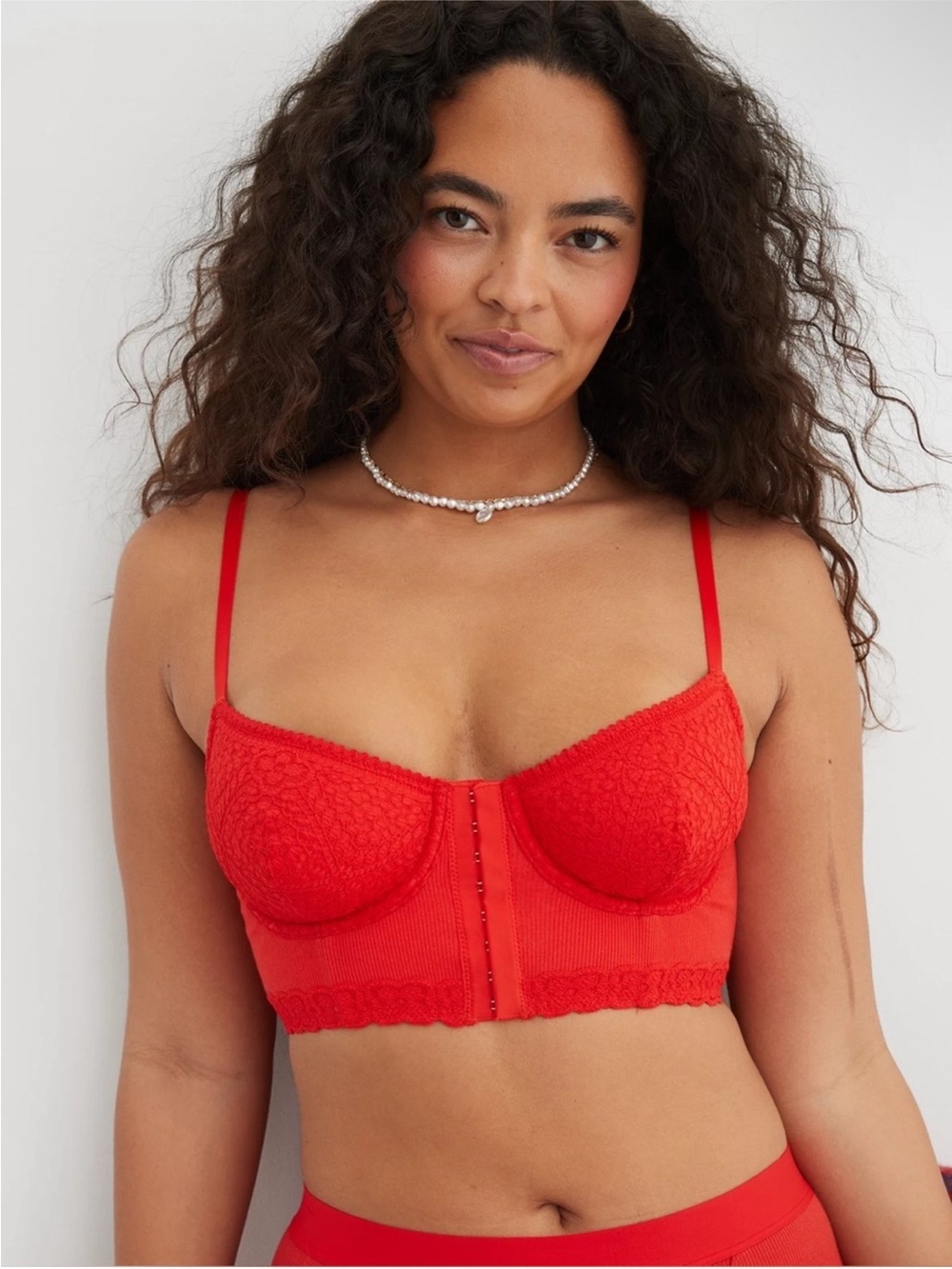 Aerie Show Off Cozy Rib Unlined Red Corset Bra 34D